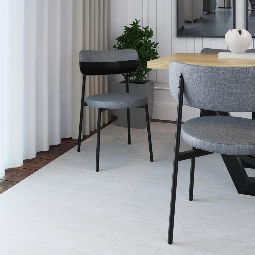 2 Unidades Cadeira Kyta Fixa C-4 Pés 50 X 44,7 X 83,8 Cm. Corriente Cinza-courino Preto Corriente Cinza-courino Preto - 2