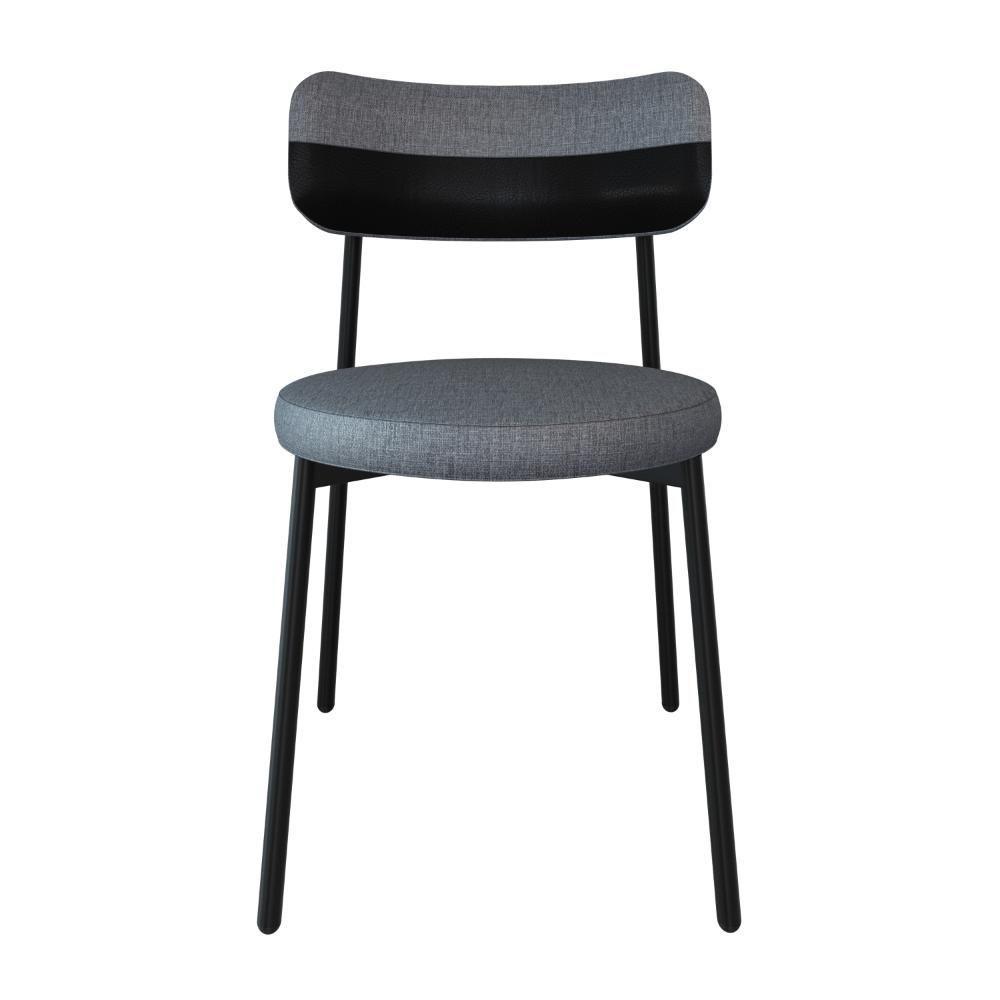 2 Unidades Cadeira Kyta Fixa C-4 Pés 50 X 44,7 X 83,8 Cm. Corriente Cinza-courino Preto Corriente Cinza-courino Preto - 4