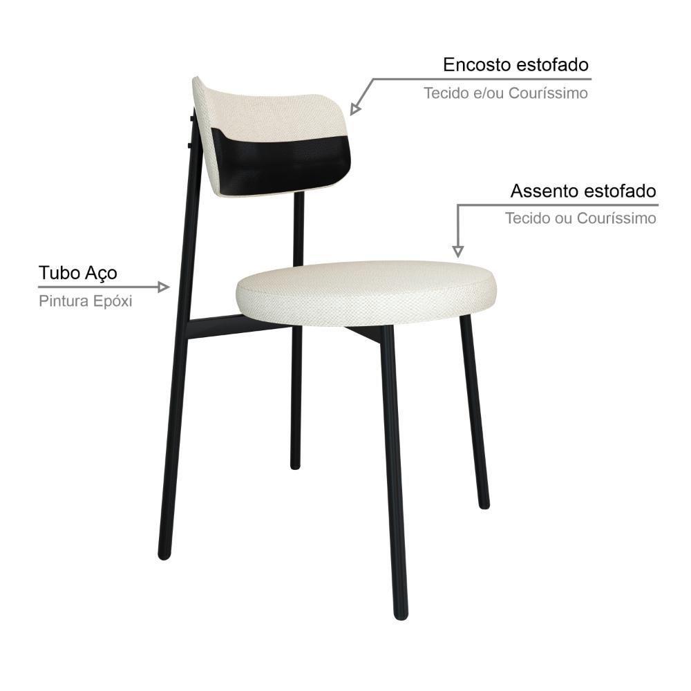 Cadeira Kyta Fixa C-4 Pés 50 X 44,7 X 83,8 Cm. Corriente Palha-courino Preto Corriente Palha-courino Preto - 6