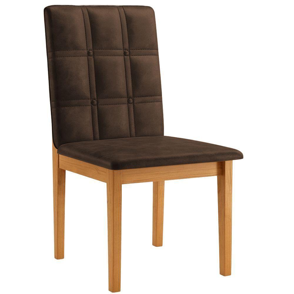 Conjunto 2 Cadeiras ágata Verona Chocolate Com Botões Pés Em Madeira Jcm - 5