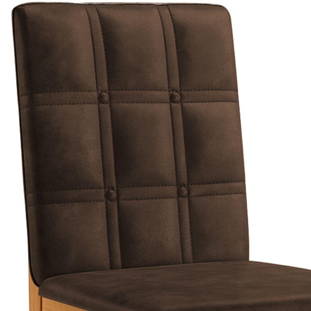 Conjunto 2 Cadeiras ágata Verona Chocolate Com Botões Pés Em Madeira Jcm - 7