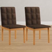 Conjunto 2 Cadeiras ágata Verona Chocolate Com Botões Pés Em Madeira Jcm - 2