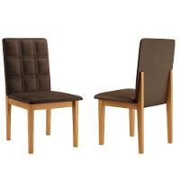 Conjunto 2 Cadeiras ágata Verona Chocolate Com Botões Pés Em Madeira Jcm