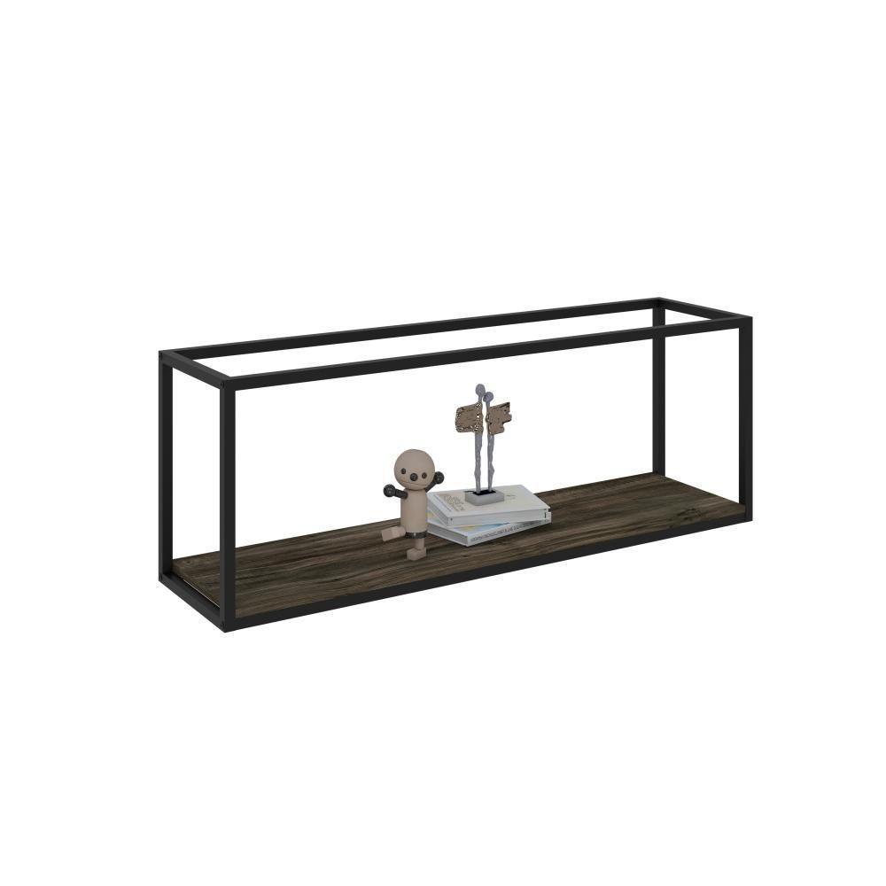Nicho Aéreo Dynamica 120x30x42cm C-01 Prateleira Carvalho Dark - Est.preta Carvalho Dark - Est.preta - 1