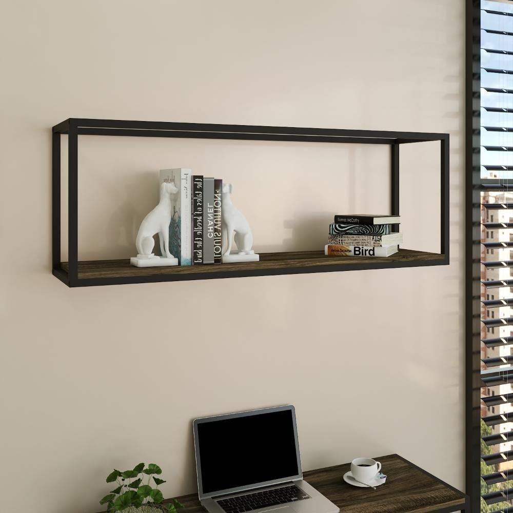Nicho Aéreo Dynamica 120x30x42cm C-01 Prateleira Carvalho Dark - Est.preta Carvalho Dark - Est.preta - 2