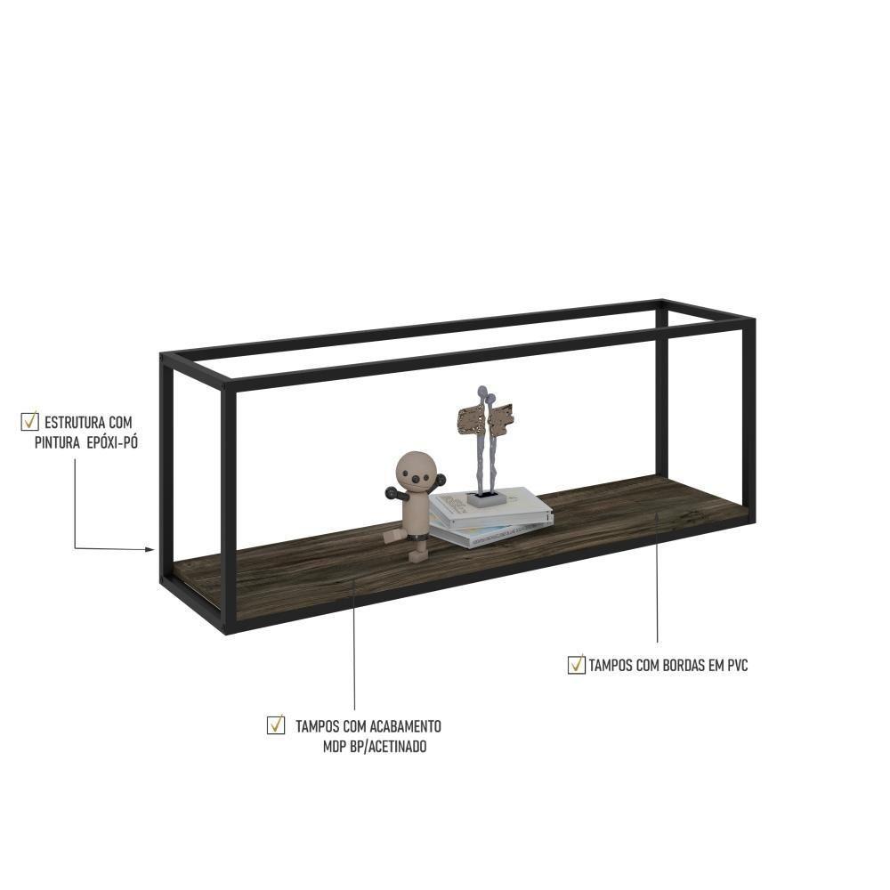 Nicho Aéreo Dynamica 120x30x42cm C-01 Prateleira Carvalho Dark - Est.preta Carvalho Dark - Est.preta - 4