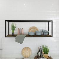 Nicho Aéreo Dynamica 120x30x42cm C-01 Prateleira Carvalho Dark - Est.preta Carvalho Dark - Est.preta - 3