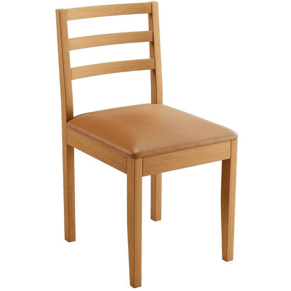 Conjunto 2 Cadeiras Jade 02 Couro Caramelo Pés Em Madeira Jcm - 5
