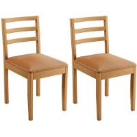 Conjunto 2 Cadeiras Jade 02 Couro Caramelo Pés Em Madeira Jcm - 1