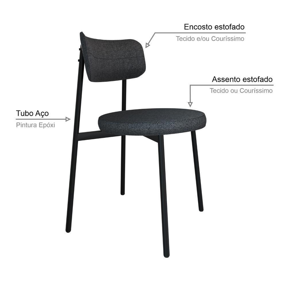 2 Unidades Cadeira Kyta Fixa C-4 Pés 50 X 44,7 X 83,8 Cm. Corriente Grafite Corriente Grafite - 3