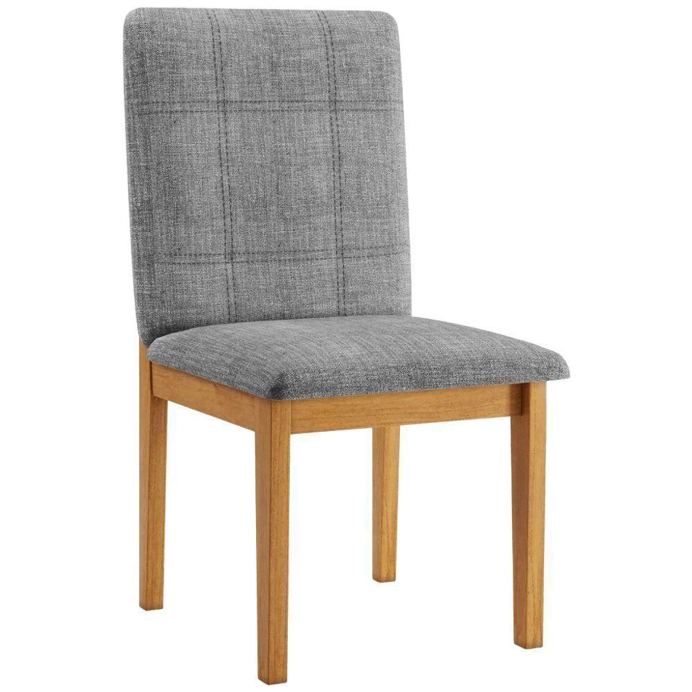Conjunto 2 Cadeiras ágata Linho Cinza Pés Em Madeira Jcm - 5