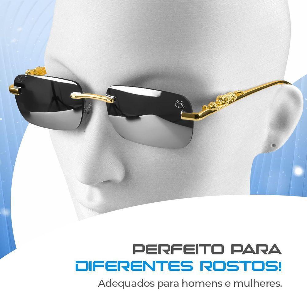 Óculos Sol Trap Yakuza Hype Jaguar Banhado + Case Verão Estiloso Presente Luxo Formato Retangular - 4