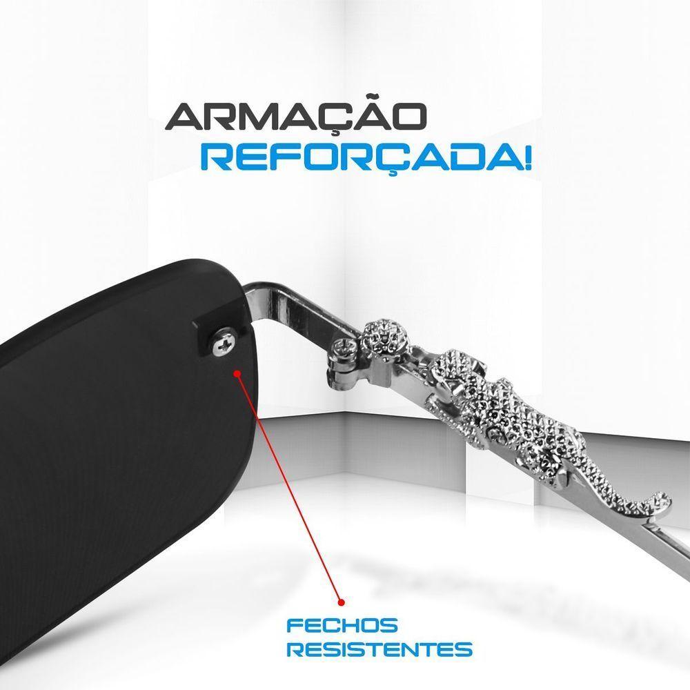 Óculos Sol Trap Yakuza Hype Jaguar Banhado + Case Verão Estiloso Presente Luxo Formato Retangular - 7