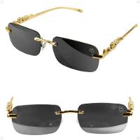 Óculos Sol Trap Yakuza Hype Jaguar Banhado + Case Verão Estiloso Presente Luxo Formato Retangular - 1