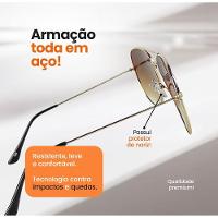 Oculos Sol Masculino Banhado Ouro Aço Inox Aviador Case Presente Qualidade Premium Social Casual - 6