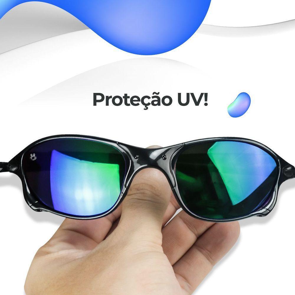 Azul Juliet Oculos Sol Lupa Mandrake Masculino Proteção Uv Presente Armação Preta Original - 3