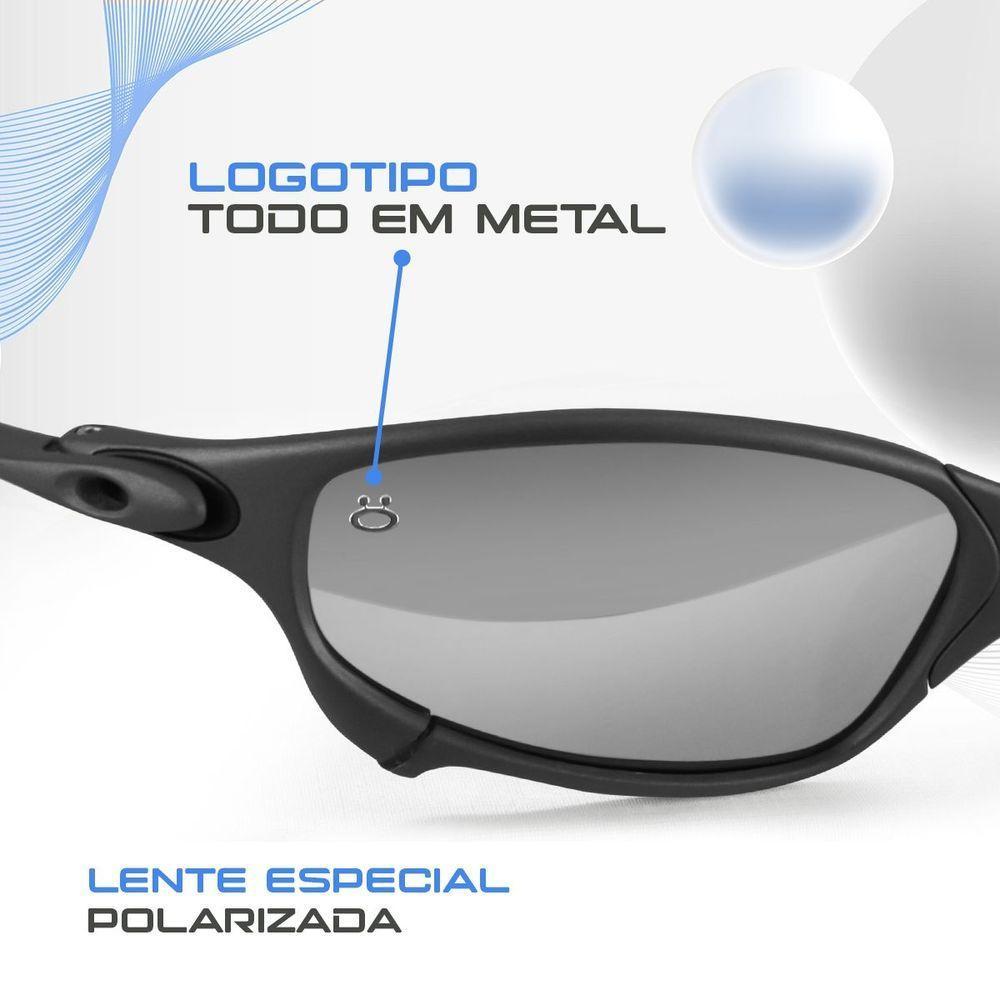 Oculos Sol Juliet Lupa Mandrake Proteção Uv Metal Cinza + Case Qualidade Premium Cromado Prata Verão - 4
