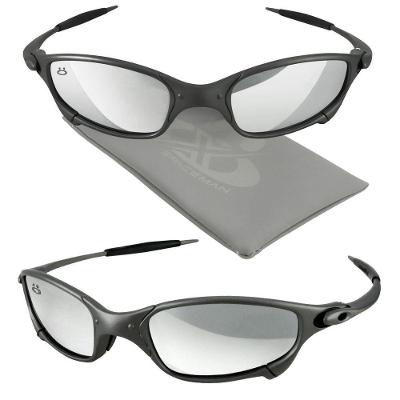 Oculos Sol Juliet Lupa Mandrake Proteção Uv Metal Cinza + Case Qualidade Premium Cromado Prata Verão