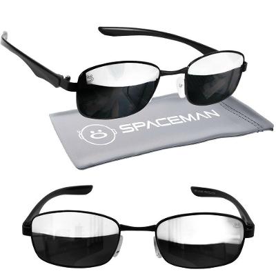 Óculos Sol Masculino Metal Trap Hype Mafia Yakuza + Case Spaceman Preto Retangular Verão Praia Luxo