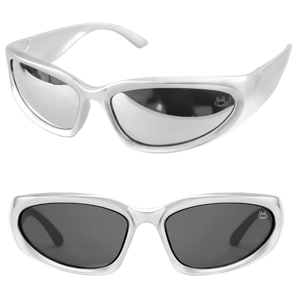 Oculos Sol Masculino Trap Rap Oval Ref Y2k Bale Hype + Case Estiloso Moda Presente Lentes Espelhadas - 5