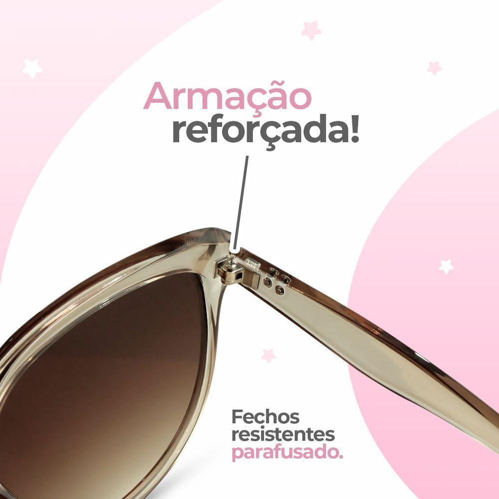Oculos Sol Praia Feminino Vintage Proteção Uv Social + Case Presente Qualidade Premium Luxo Verão - 5