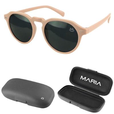 Oculos Sol Verão Casual Vintage + Case + Proteção Uv Masculino Bege Qualidade Premium Lentes Pretas