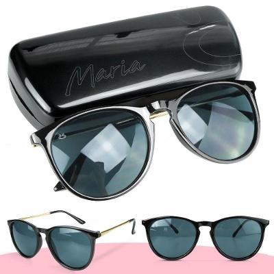 Oculos Feminino Redondo Qualidade Premium Proteção Uv + Case Preto Estiloso Moda Original