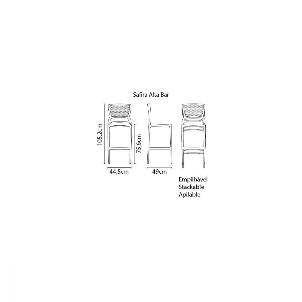 Banqueta Tramontina Bar Marrom Em Polipropileno e Fibra  - 4