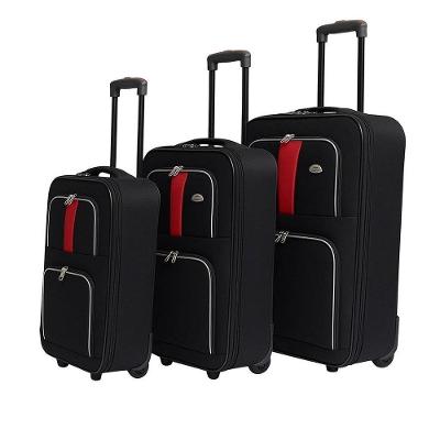 Kit De Malas Viagem Senha 3 Pecas Expansivel Bolso Frontal Carrinho Tamanho P M G Preto