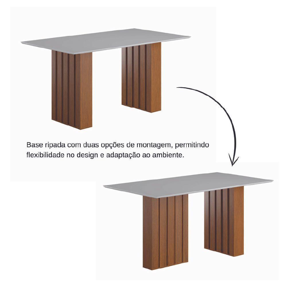 Conjunto De Mesa Sala De Jantar Ripada Santiago 1,60m 6 Cadeiras Grécia Dobuê Madeirado/mascavo - 6