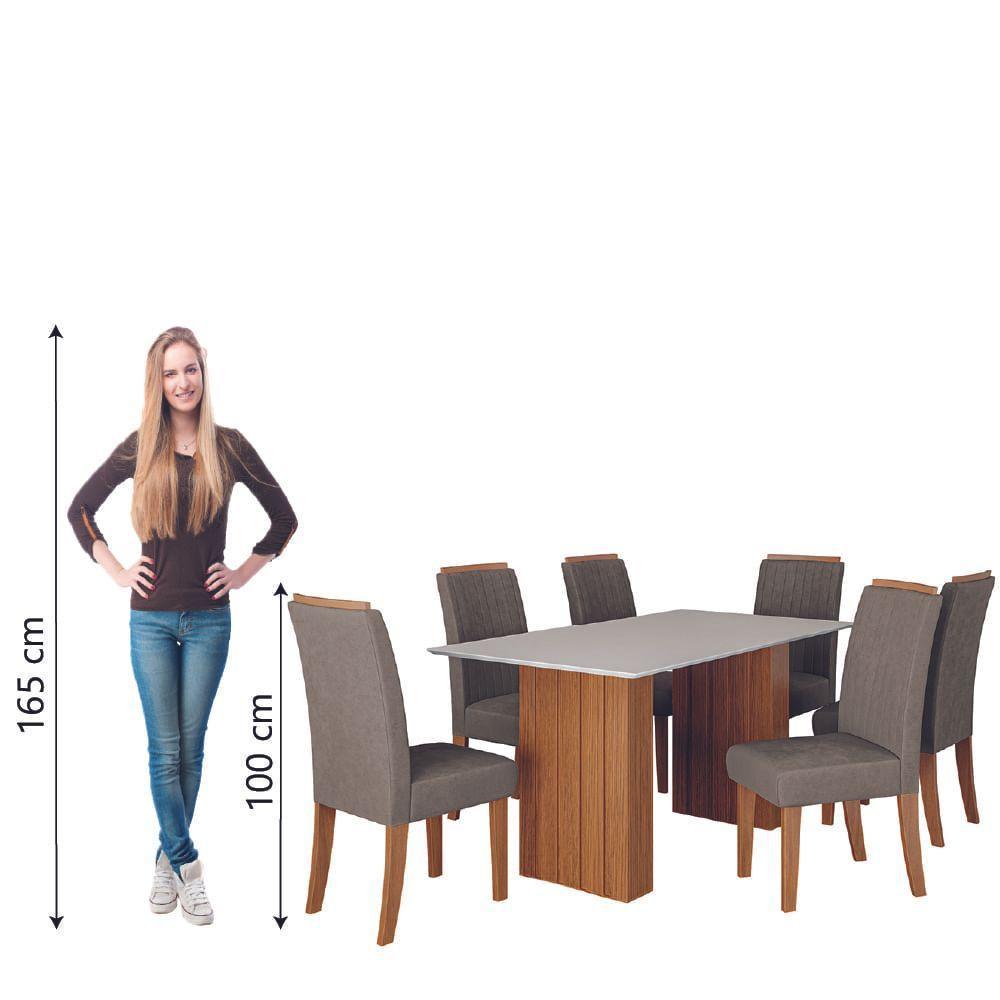 Conjunto De Mesa Sala De Jantar Ripada Santiago 1,60m 6 Cadeiras Grécia Dobuê Madeirado/mascavo - 7