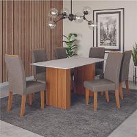 Conjunto De Mesa Sala De Jantar Ripada Santiago 1,60m 6 Cadeiras Grécia Dobuê Madeirado/mascavo - 2