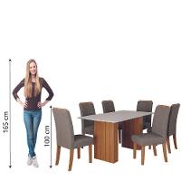 Conjunto De Mesa Sala De Jantar Ripada Santiago 1,60m 6 Cadeiras Grécia Dobuê Madeirado/mascavo - 7