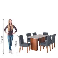 Conjunto De Mesa Sala De Jantar Ripada Santiago 1,60m 6 Cadeiras Creta Dobuê Madeirado/Grafite - 7