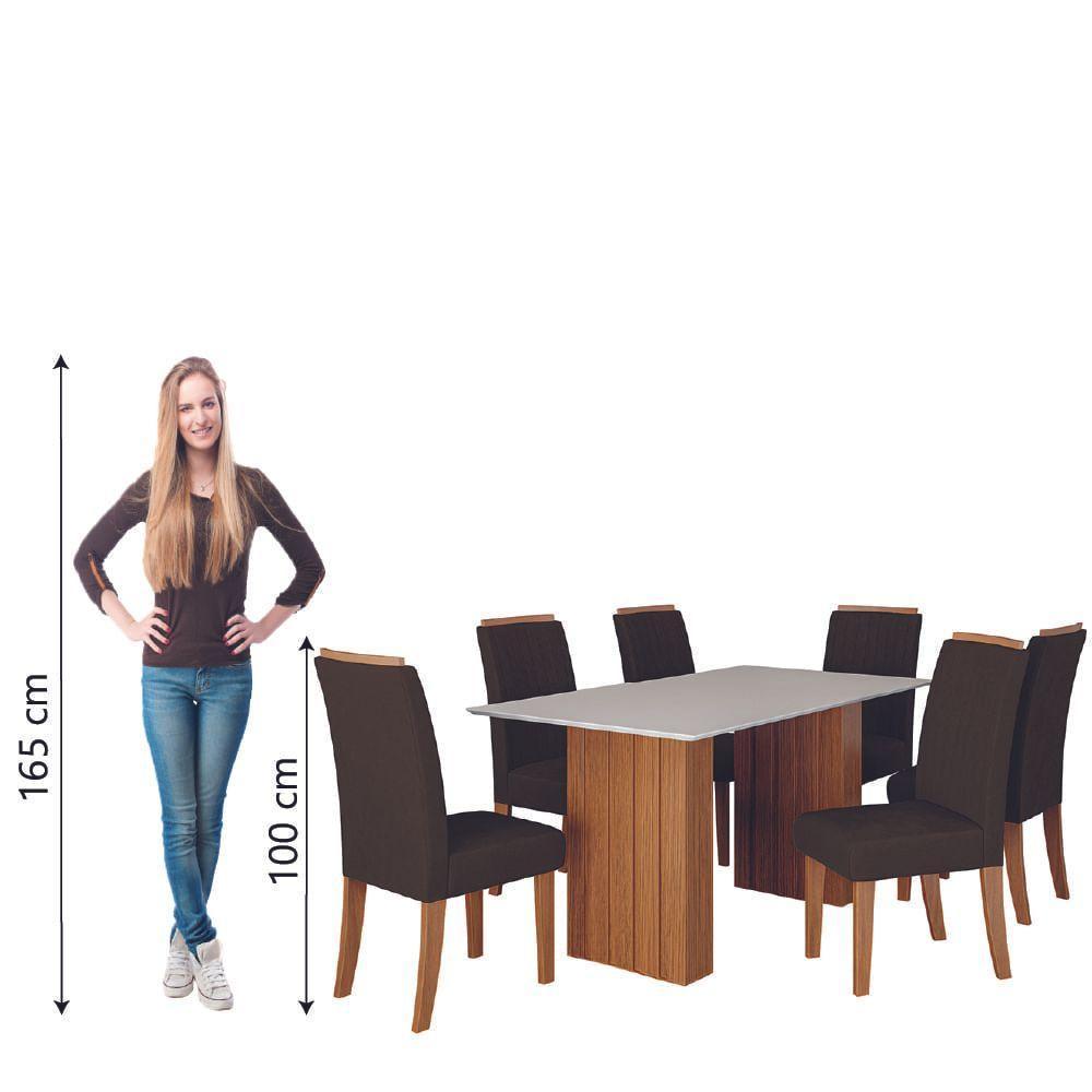 Conjunto De Mesa Sala De Jantar Ripada Santiago 1,60m 6 Cadeiras Grécia Dobuê Madeirado/chocolate - 3