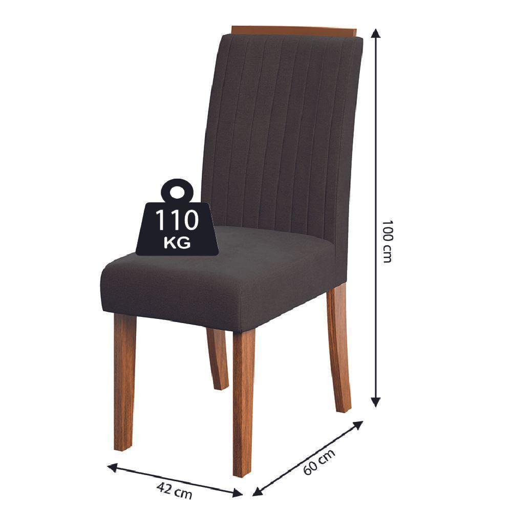 Conjunto De Mesa Sala De Jantar Ripada Santiago 1,60m 6 Cadeiras Grécia Dobuê Madeirado/chocolate - 4