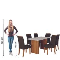 Conjunto De Mesa Sala De Jantar Ripada Santiago 1,60m 6 Cadeiras Grécia Dobuê Madeirado/chocolate - 3