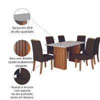 Conjunto De Mesa Sala De Jantar Ripada Santiago 1,60m 6 Cadeiras Grécia Dobuê Madeirado/chocolate - 5