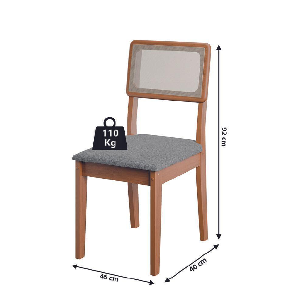 Conjunto Sala De Jantar Mesa Miami 1,20m 4 Cadeiras Santiago Dobuê Madeirado / Cinza - 4