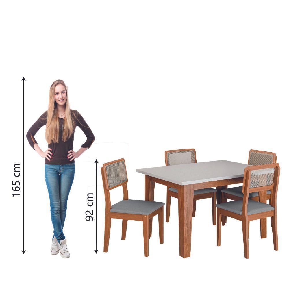 Conjunto Sala De Jantar Mesa Miami 1,20m 4 Cadeiras Santiago Dobuê Madeirado / Cinza - 6