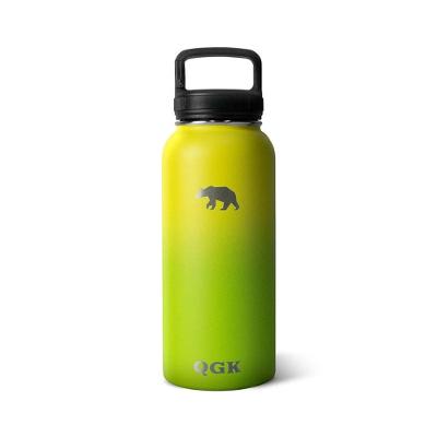 Garrafa Térmica Pl 32 Oz 946 Ml Qgk Verde E Amarelo Com Tampa