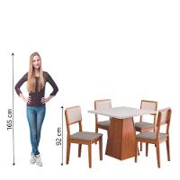 Conjunto Sala De Jantar Mesa Trento Quadrada 4 Cadeiras Santiago Dobuê Madeirado Off White - 6