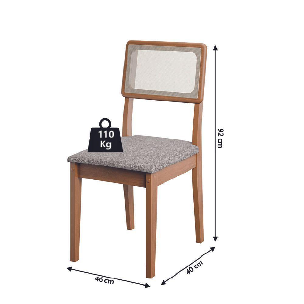 Conjunto Sala De Jantar Mesa Miami 1,20m 4 Cadeiras Santiago Dobuê Madeirado Off White - 4