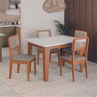 Conjunto Sala De Jantar Mesa Miami 1,20m 4 Cadeiras Santiago Dobuê Madeirado Off White - 2