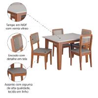Conjunto Sala De Jantar Mesa Miami 1,20m 4 Cadeiras Santiago Dobuê Madeirado Off White - 5