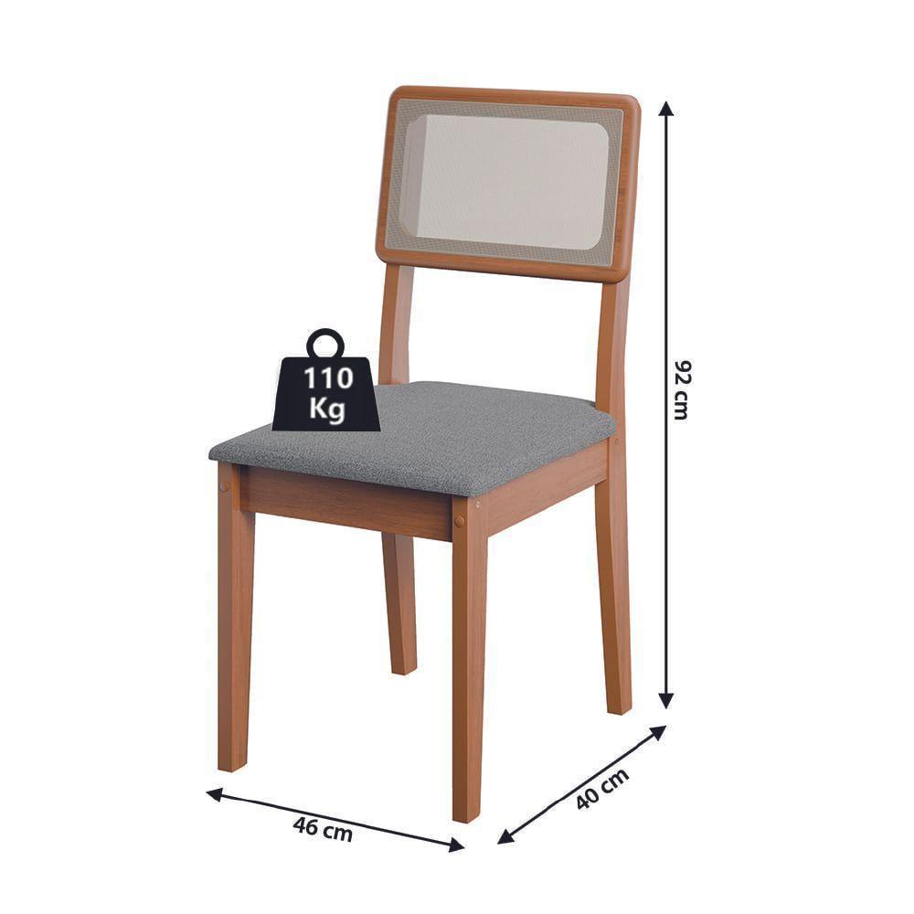 Conjunto Sala De Jantar Mesa Trento Quadrada 4 Cadeiras Santiago Dobuê Madeirado / Cinza - 4
