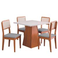 Conjunto Sala De Jantar Mesa Trento Quadrada 4 Cadeiras Santiago Dobuê Madeirado / Cinza - 1