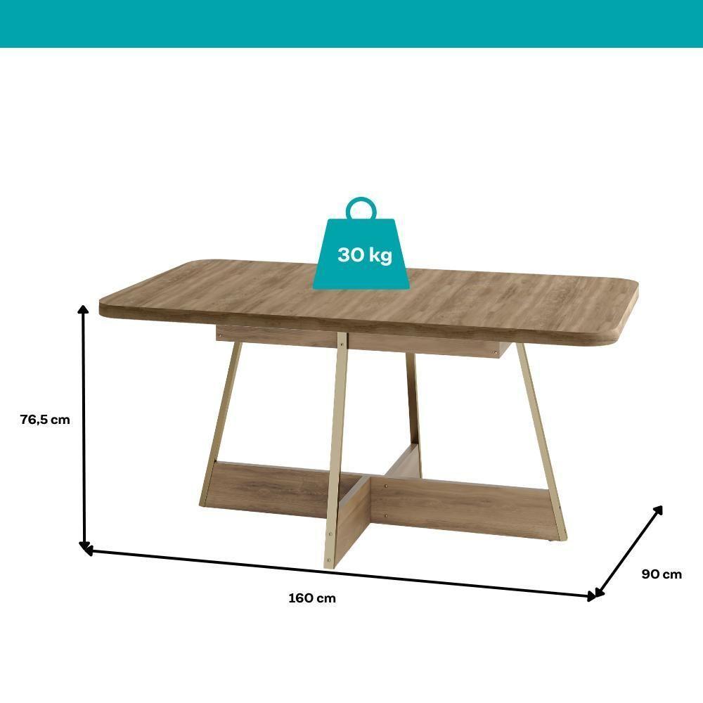 Mesa De Jantar 6 Lugares Retangular 1,60m 1592 Carraro Carvalho - 3