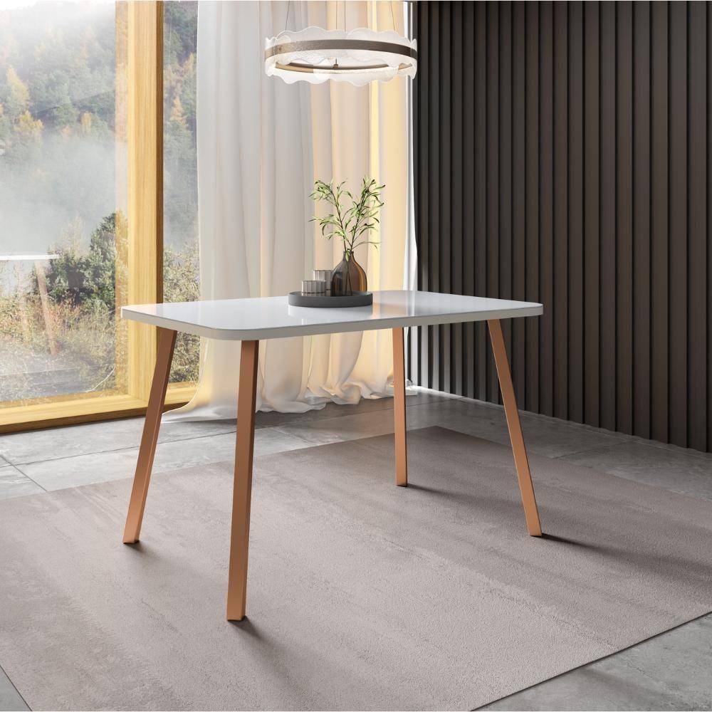 Mesa De Jantar 4 Lugares Retangular 1,19m 1602 Carraro Off White Com Gelo - 1