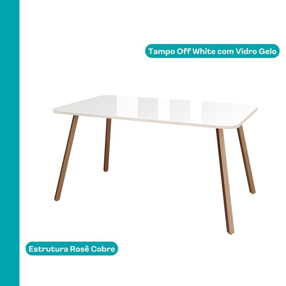 Mesa De Jantar 4 Lugares Retangular 1,19m 1602 Carraro Off White Com Gelo - 3